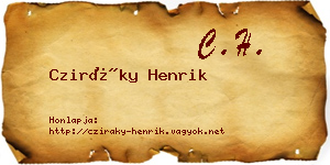Cziráky Henrik névjegykártya
